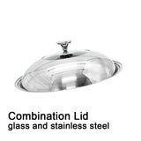 Double Ear 304 Stainless Steel 40cm Non-Stick Stir Fry Cooking Kitchen Wok Pan with Lid Honeycomb Double Sided - Rear View