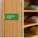 4 Doors 6 Tier with Drawer Bamboo Large Capacity Storage Hallway Shelf Shoe Rack Cabinet - 45-Degree Angle