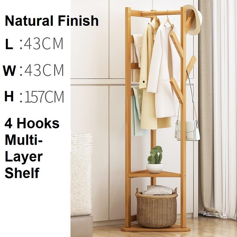 Buy Bamboo Clothes Coat Rack Garment Stand Shelf Tree Hanger Bag