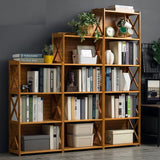 Bamboo Bookshelf Storage Rack Shelf Stand Bookcase Holder Display Drawers - 45-Degree Angle