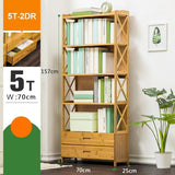 Bamboo Bookshelf Storage Rack Shelf Stand Bookcase Holder Display Drawers - Extra Image