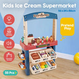 Kids Supermarket Ice Cream Cart Shop Dessert Food Pretend Role Play Set Toy Gift Red - Side View