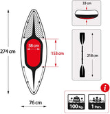 Intex Sports Challenger K1 Inflatable Kayak 1 Seat Floating Boat Oars River Lake 68305NP - Rear View