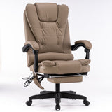 8 Point Massage Chair Executive Office Computer Seat Footrest Recliner Pu Leather Beige - Front View