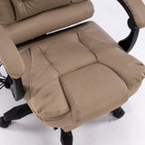 8 Point Massage Chair Executive Office Computer Seat Footrest Recliner Pu Leather Beige - Rear View