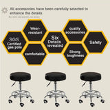 Salon Chair Bar Swivel Stool Office Roller Wheels Portable Height Adjust Leather BS8401 - Side View
