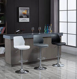 Bar Stools Kitchen Bar Stool Leather Barstools Swivel Gas Lift Counter Chairs x2 BS8404 Black - Front View