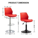Bar Stools Kitchen Bar Stool Leather Barstools Swivel Gas Lift Counter Chairs x2 BS8404 Black - Side View