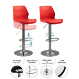 Bar Stools Kitchen Bar Stool Leather Barstools Swivel Gas Lift Counter Chairs x2 BS8404 Black - Top-Down View