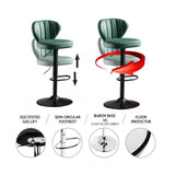 Bar Stools Kitchen Bar Stool Leather Barstools Swivel Gas Lift Counter Chairs x2 BS8405 Lightgreen - Side View