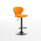 SERENITà Bar Stools Kitchen Bar Stool Leather Barstools Swivel Gas Lift Counter Chairs BS8405 Orange - Front View