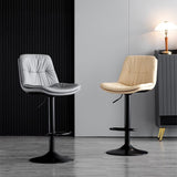 Bar Stools Kitchen Bar Stool Leather Barstools Swivel Gas Lift Counter Chairs x2 BS8406 Brown - Front View