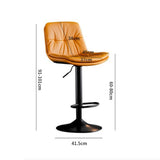 Bar Stools Kitchen Bar Stool Leather Barstools Swivel Gas Lift Counter Chairs x2 BS8406 Brown - Low Angle