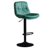 SERENITà Bar Stools Kitchen Bar Stool Leather Barstools Swivel Gas Lift Counter Chairs BS8406 Green - Front View