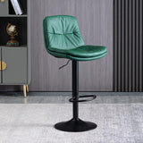 SERENITà Bar Stools Kitchen Bar Stool Leather Barstools Swivel Gas Lift Counter Chairs BS8406 Green - Side View