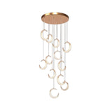 BAMDECOR Moon Stair Chandelier Golden Luxury Villa Duplex Staircase Chandelier Apartment Revolving Loft Hollow Living Room (Dimmable Control)