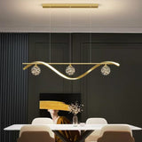 Luxury Hand Blown Glass LED Pendant Light 100cm Adjustable 3 Color Dimmable Remote Control for Dining Bar Living Room - Side View