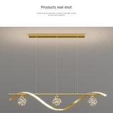 Luxury Hand Blown Glass LED Pendant Light 100cm Adjustable 3 Color Dimmable Remote Control for Dining Bar Living Room - Rear View