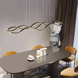 BAMDECOR A2569 1.8m Antizer Nordic Minimalist Wave Long Pendant Light (Black) - Front View