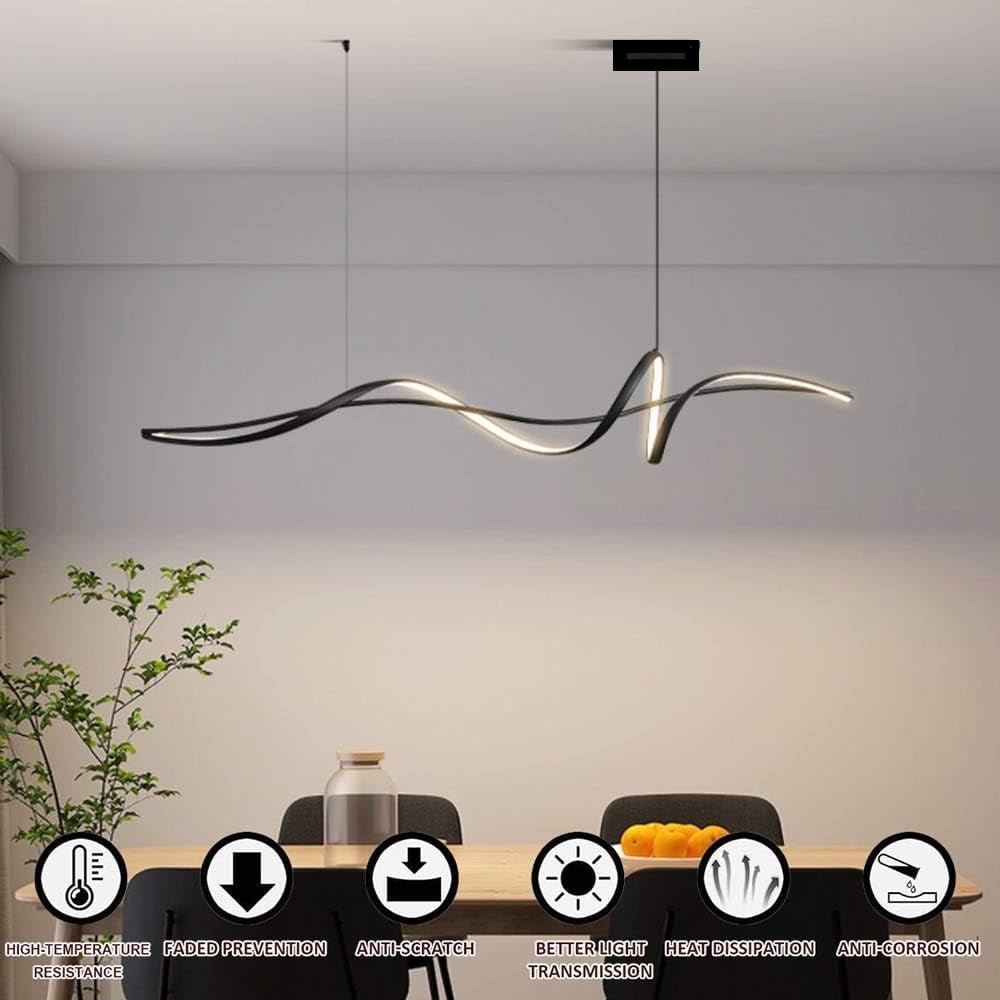 BAMDECOR A036 Modern LED Linear Pendant Lights with Dimmable LED and Adjustable Hanging Length 120cm