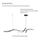 BAMDECOR A036 Modern LED Linear Pendant Lights with Dimmable LED and Adjustable Hanging Length 120cm -Black - Low Angle