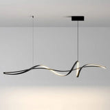 BAMDECOR A36 Modern LED Linear Chandeliers Pendant Lights with Dimmable LED and Adjustable Hanging Length 140cm -Black - Side View