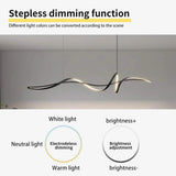 BAMDECOR A36 Modern LED Linear Chandeliers Pendant Lights with Dimmable LED and Adjustable Hanging Length 140cm -Black - Rear View