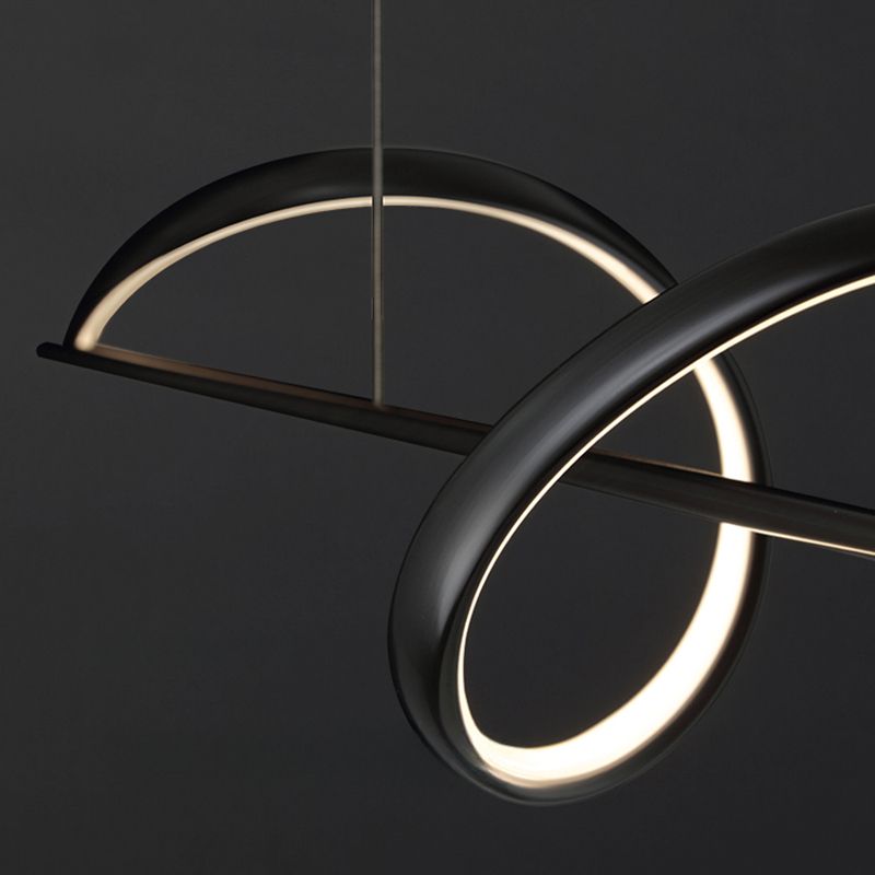 BAMDECOR A36 Modern LED Linear Chandeliers Pendant Lights with Dimmable LED and Adjustable Hanging Length 140cm -Black
