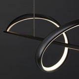BAMDECOR A36 Modern LED Linear Chandeliers Pendant Lights with Dimmable LED and Adjustable Hanging Length 140cm -Black - Side View