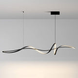 BAMDECOR A036 Modern LED Linear Pendant Lights with Dimmable LED and Adjustable Hanging Length 160cm -Black - Front View