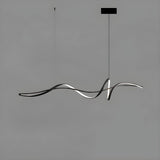 BAMDECOR A036 Modern LED Linear Pendant Lights with Dimmable LED and Adjustable Hanging Length 160cm -Black - Side View