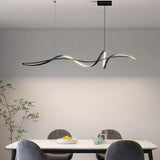 BAMDECOR A036 Modern LED Linear Pendant Lights with Dimmable LED and Adjustable Hanging Length 160cm -Black - Rear View