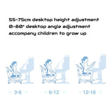 Height Adjustable Children Kids Ergonomic Study Desk Chair Set 120cm Pink AU - Front View