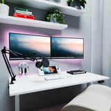 AMZ Electric Height Adjustable Standing Desk 120x60cm Sit Stand Desk Top for Home Office (White Frame + White Desktop)