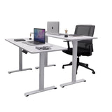 AMZ Electric Height Adjustable Standing Desk 120x60cm Sit Stand Desk Top for Home Office (White Frame + White Desktop) - Top-Down View
