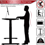 AMZ Electric Height Adjustable Standing Desk 120x60cm Sit Stand Desk Top for Home Office (White Frame + White Desktop) - Rear View