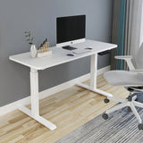 AMZ Electric Height Adjustable Standing Desk 160x80cm Sit Stand Desk Top for Home Office (White Frame + White Desktop) - Side View