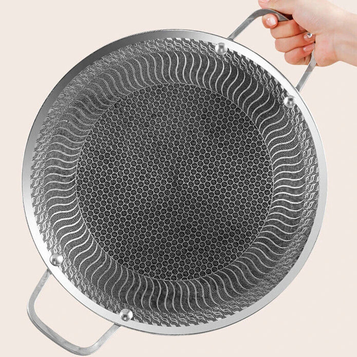 Honeycomb Non-Stick Grill Skewer Plate, 316 Stainless Steel, Portable Barbecue Grill with Handle, Universal Induction Cooktop Compatible, Round Shape,