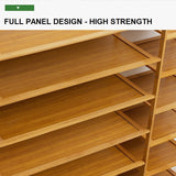 Blue Cover Six Tier Oxford Cloth Covered Tower Bamboo Wooden Shoe Rack Boot Shelf Stand Storage Organizer - Rear View