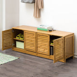 Bamboo Bench Seat Shoe Rack Shoe Bench Storage Bench 132cm - Top-Down View