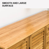 Bamboo Bench Seat Shoe Rack Shoe Bench Storage Bench 132cm - Front View