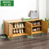 Bamboo Bench Seat Shoe Rack Shoe Bench Storage Bench 132cm - Close-Up Angle