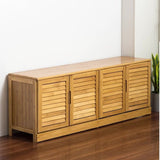 Bamboo Bench Seat Shoe Rack Shoe Bench Storage Bench 132cm - Side View