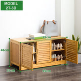Bamboo Bench Seat Shoe Rack Shoe Bench Storage Bench 132cm - Rear View