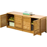 Bamboo Bench Seat Shoe Rack Shoe Bench Storage Bench 99cm - Front View