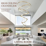 BAMDECOR A18801/8 Nordic Home Decor Dining Room Pendant lamp lights Ceiling Lamp Hanging Light (8 Rings-Gold) - Side View
