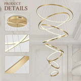 BAMDECOR A18801/8 Nordic Home Decor Dining Room Pendant lamp lights Ceiling Lamp Hanging Light (8 Rings-Gold) - 45-Degree Angle