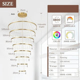 BAMDECOR A18801/8 Nordic Home Decor Dining Room Pendant lamp lights Ceiling Lamp Hanging Light (8 Rings-Gold) - Rear View