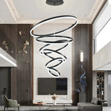 BAMDECOR A18815 Nordic Home Decor Dining Room Pendant lamp lights Ceiling Lamp Hanging Light Chandelier Lamps (6 Rings-Black)