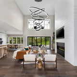BAMDECOR A18815 Nordic Home Decor Dining Room Pendant lamp lights Ceiling Lamp Hanging Light Chandelier Lamps (6 Rings-Black) - Top-Down View